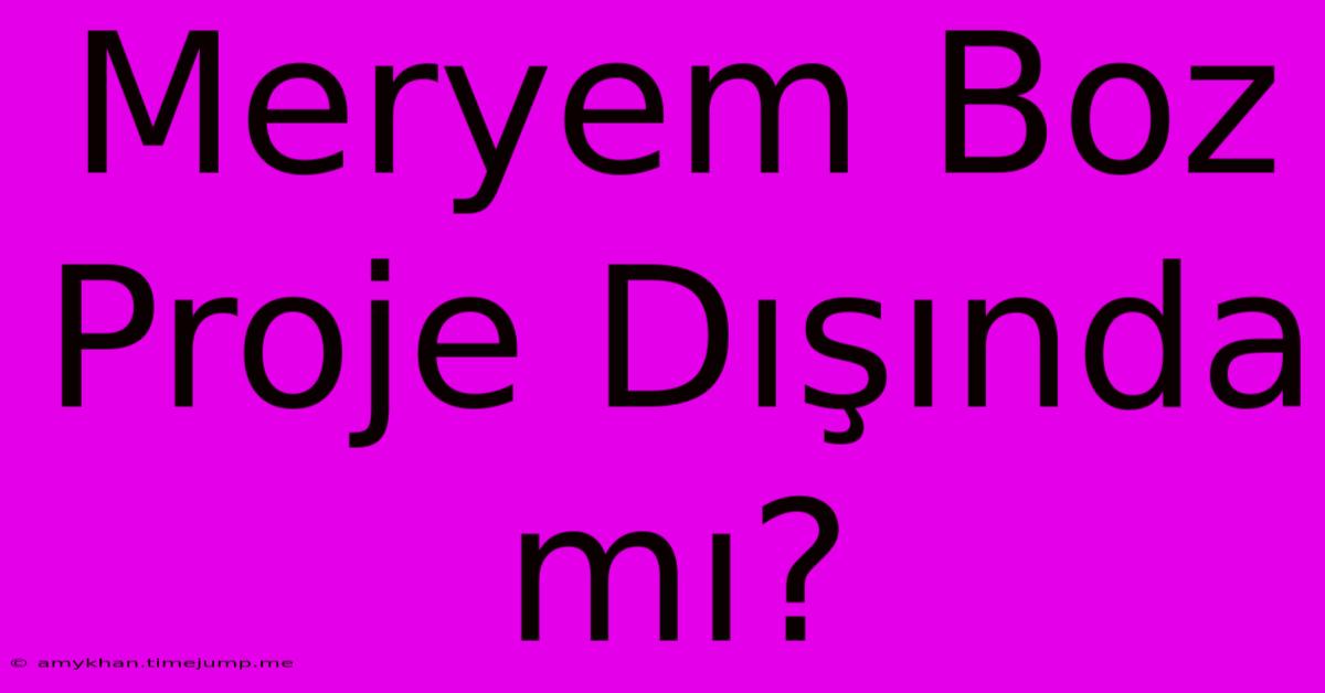 Meryem Boz Proje Dışında Mı? Meryem Boz Proje Dışında Mı?