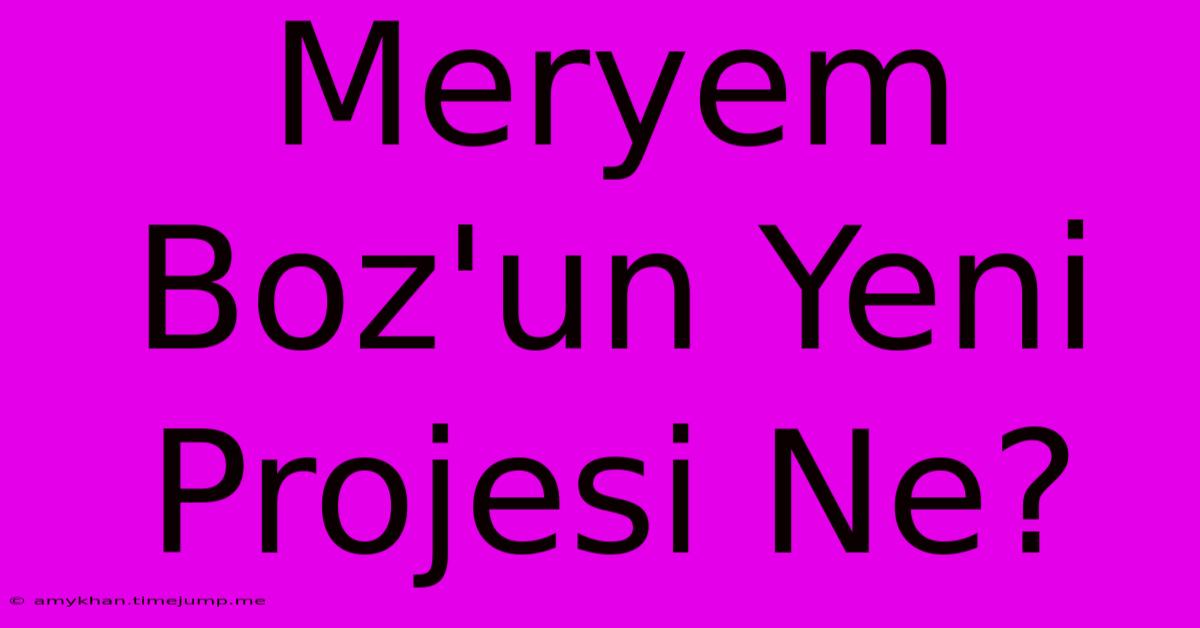 Meryem Boz'un Yeni Projesi Ne? Meryem Boz'un Yeni Projesi Ne?