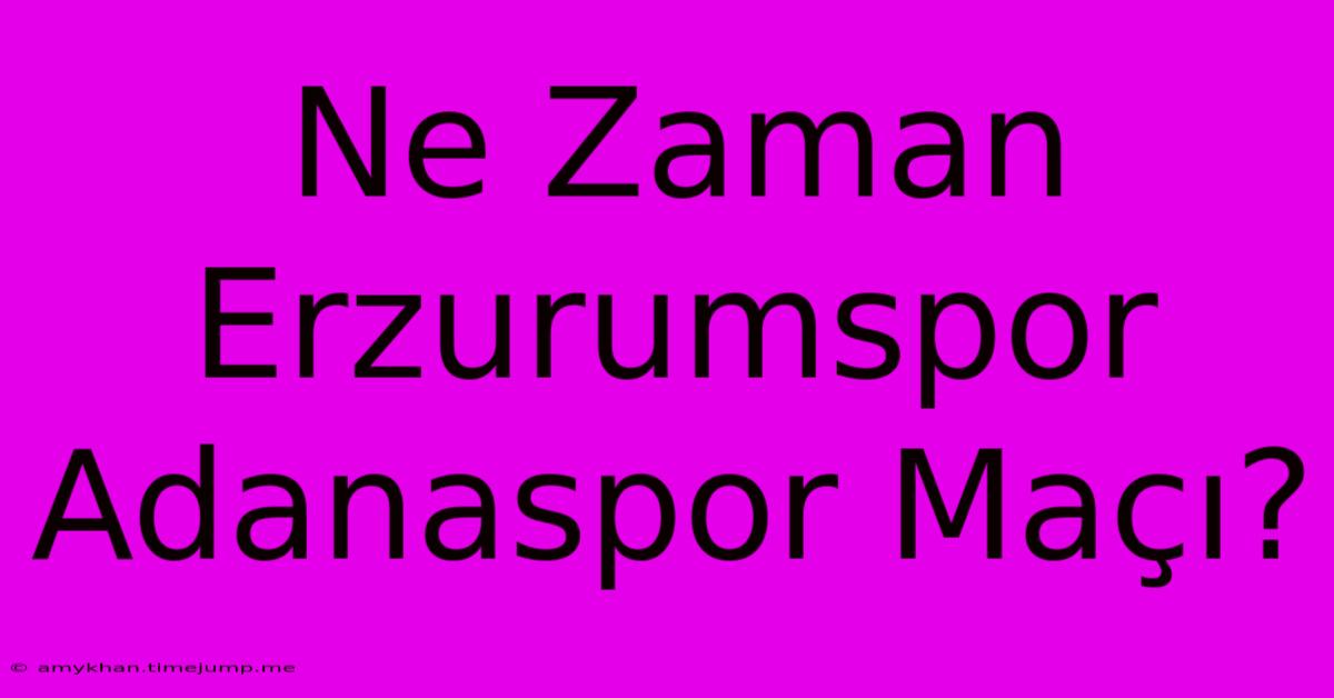 Ne Zaman Erzurumspor Adanaspor Maçı? Ne Zaman Erzurumspor Adanaspor Maçı?