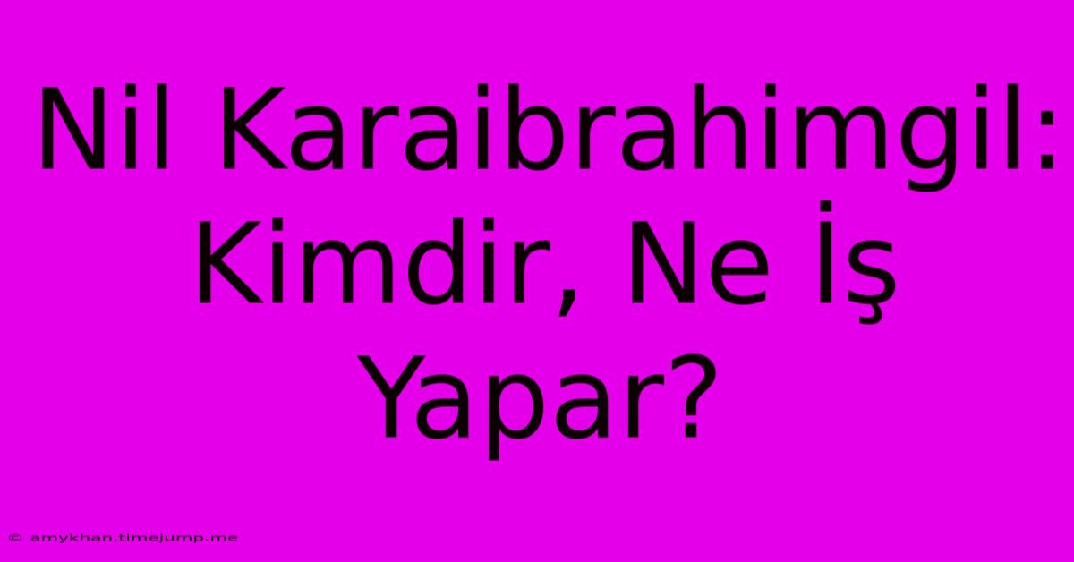 Nil Karaibrahimgil: Kimdir, Ne İş Yapar? Nil Karaibrahimgil: Kimdir, Ne İş Yapar?