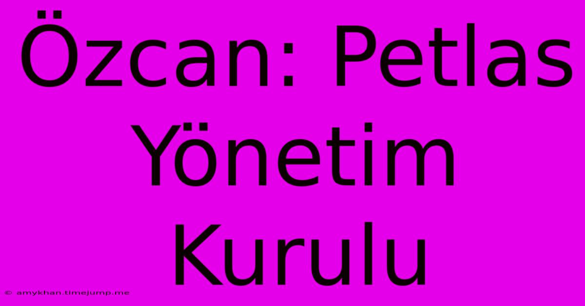 Özcan: Petlas Yönetim Kurulu