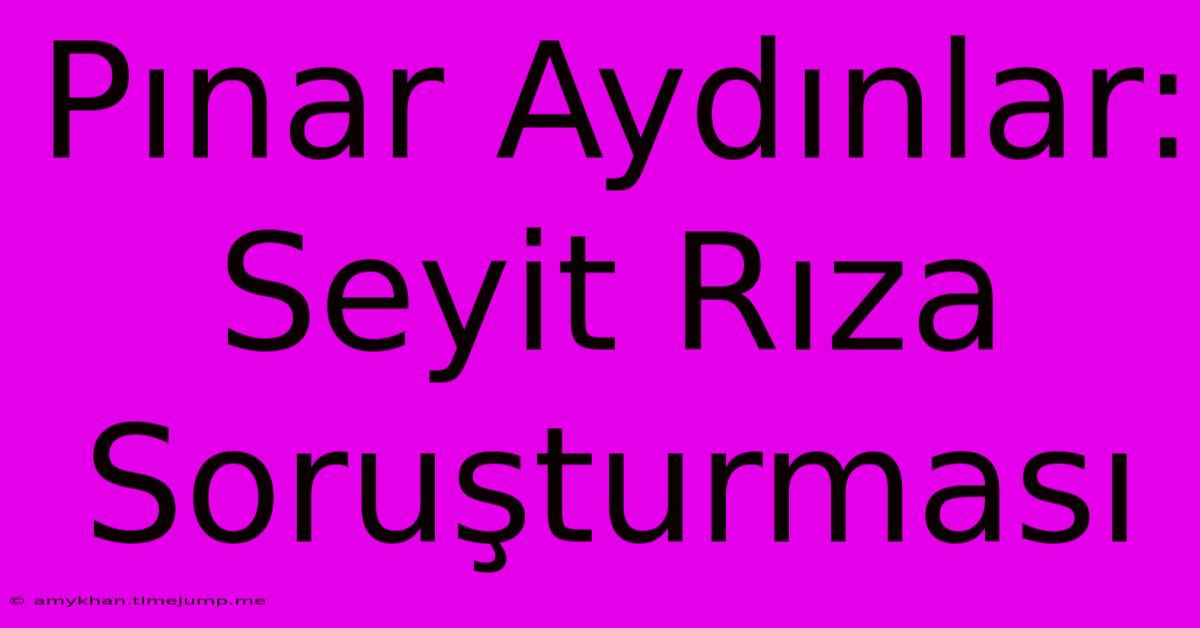 Pınar Aydınlar: Seyit Rıza Soruşturması