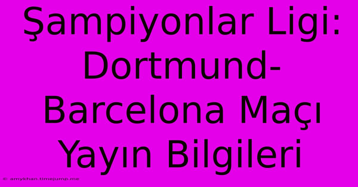 Şampiyonlar Ligi: Dortmund-Barcelona Maçı Yayın Bilgileri