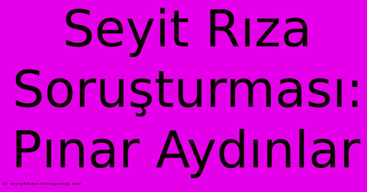 Seyit Rıza Soruşturması: Pınar Aydınlar