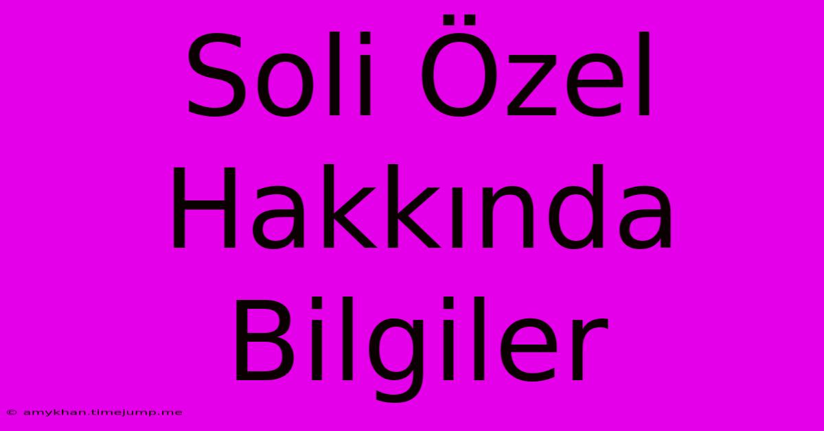 Soli Özel Hakkında Bilgiler