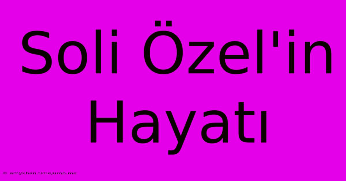 Soli Özel'in Hayatı