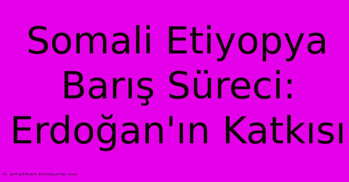 Somali Etiyopya Barış Süreci: Erdoğan'ın Katkısı