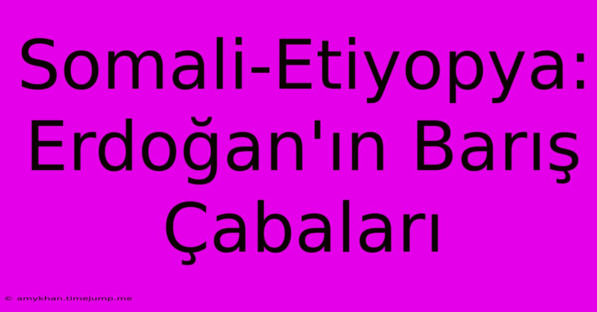 Somali-Etiyopya: Erdoğan'ın Barış Çabaları Somali-Etiyopya: Erdoğan'ın Barış Çabaları