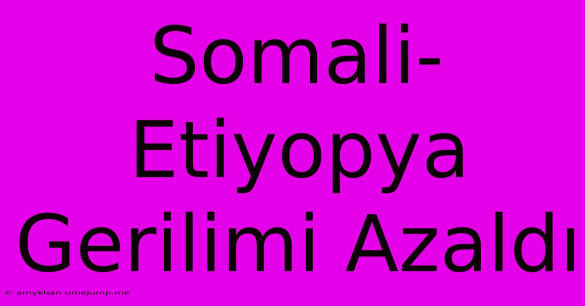 Somali-Etiyopya Gerilimi Azaldı