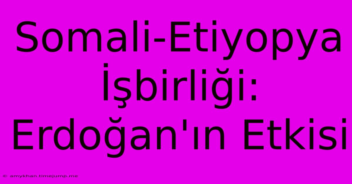 Somali-Etiyopya İşbirliği: Erdoğan'ın Etkisi Somali-Etiyopya İşbirliği: Erdoğan'ın Etkisi