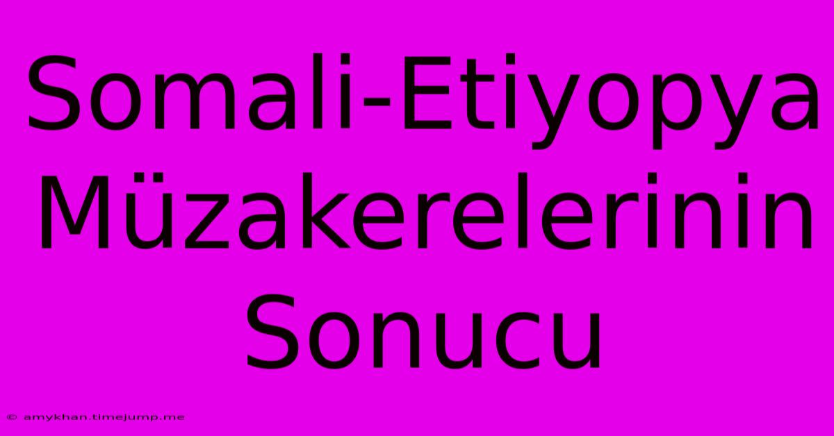 Somali-Etiyopya Müzakerelerinin Sonucu