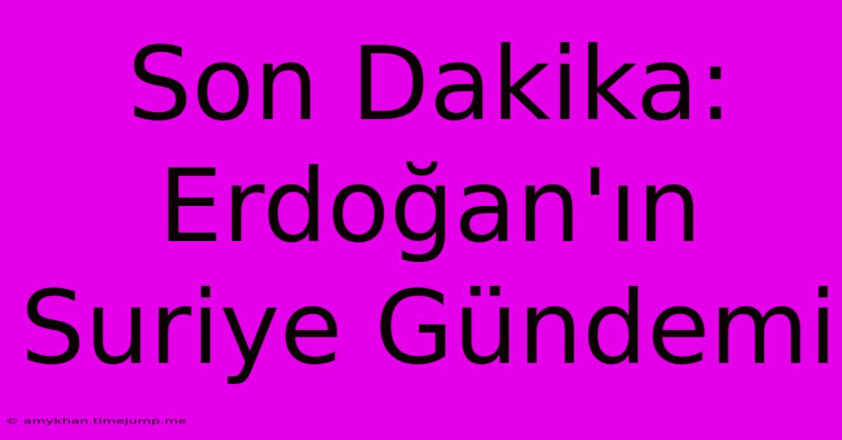 Son Dakika: Erdoğan'ın Suriye Gündemi