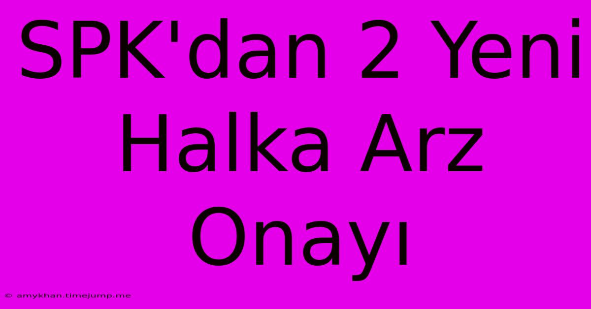 SPK'dan 2 Yeni Halka Arz Onayı