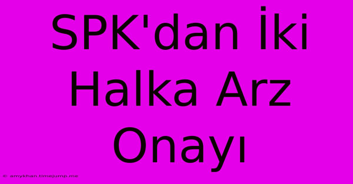 SPK'dan İki Halka Arz Onayı