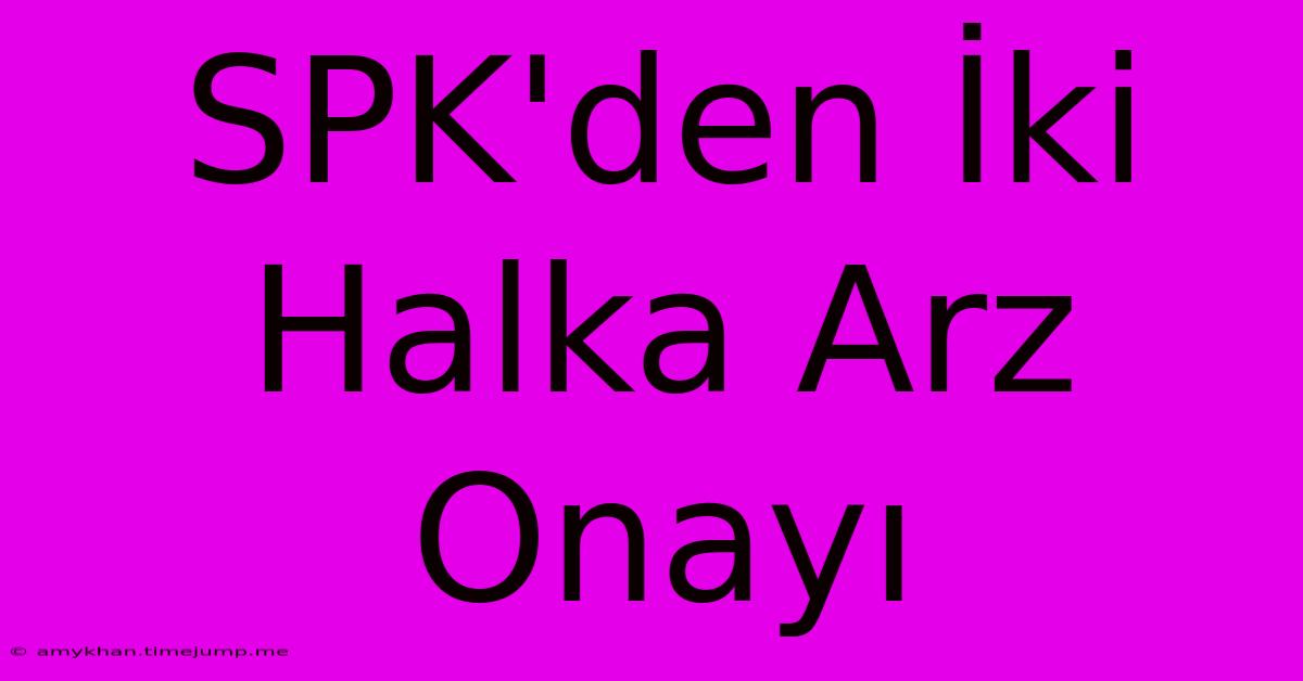 SPK'den İki Halka Arz Onayı