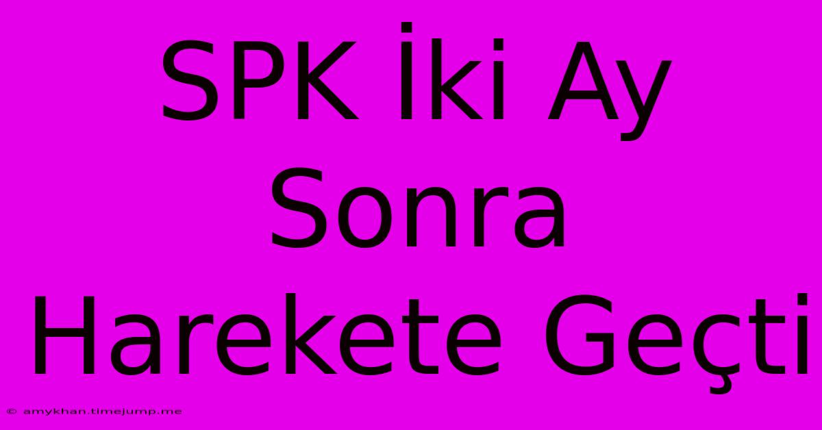 SPK İki Ay Sonra Harekete Geçti