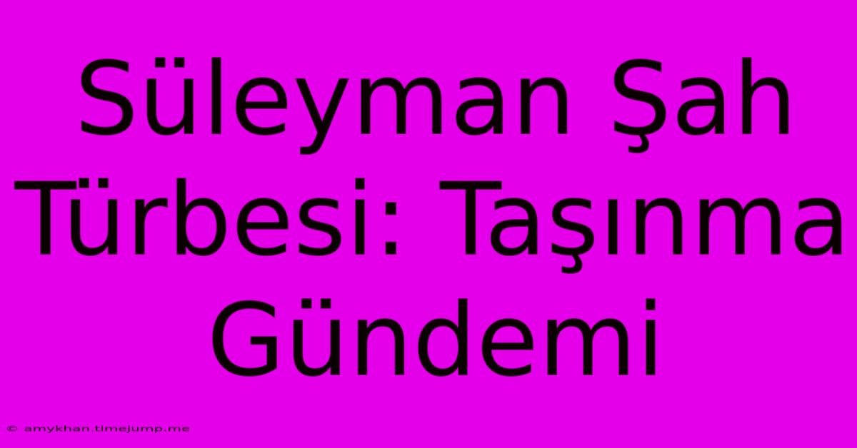 Süleyman Şah Türbesi: Taşınma Gündemi