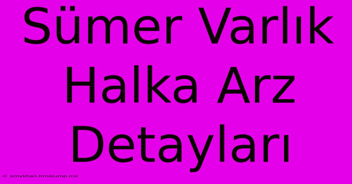 Sümer Varlık Halka Arz Detayları