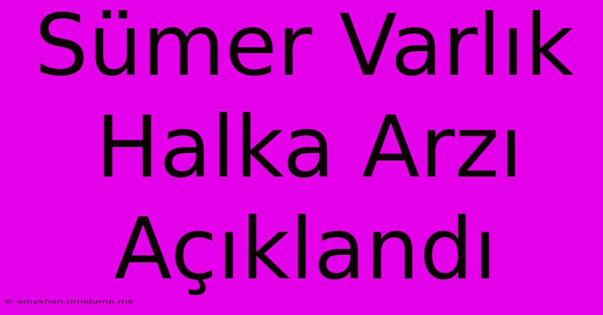 Sümer Varlık Halka Arzı Açıklandı