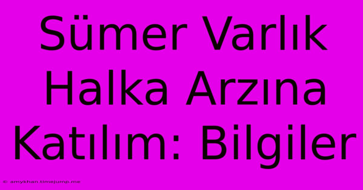 Sümer Varlık Halka Arzına Katılım: Bilgiler