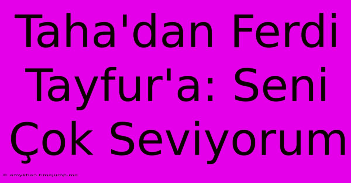 Taha'dan Ferdi Tayfur'a: Seni Çok Seviyorum