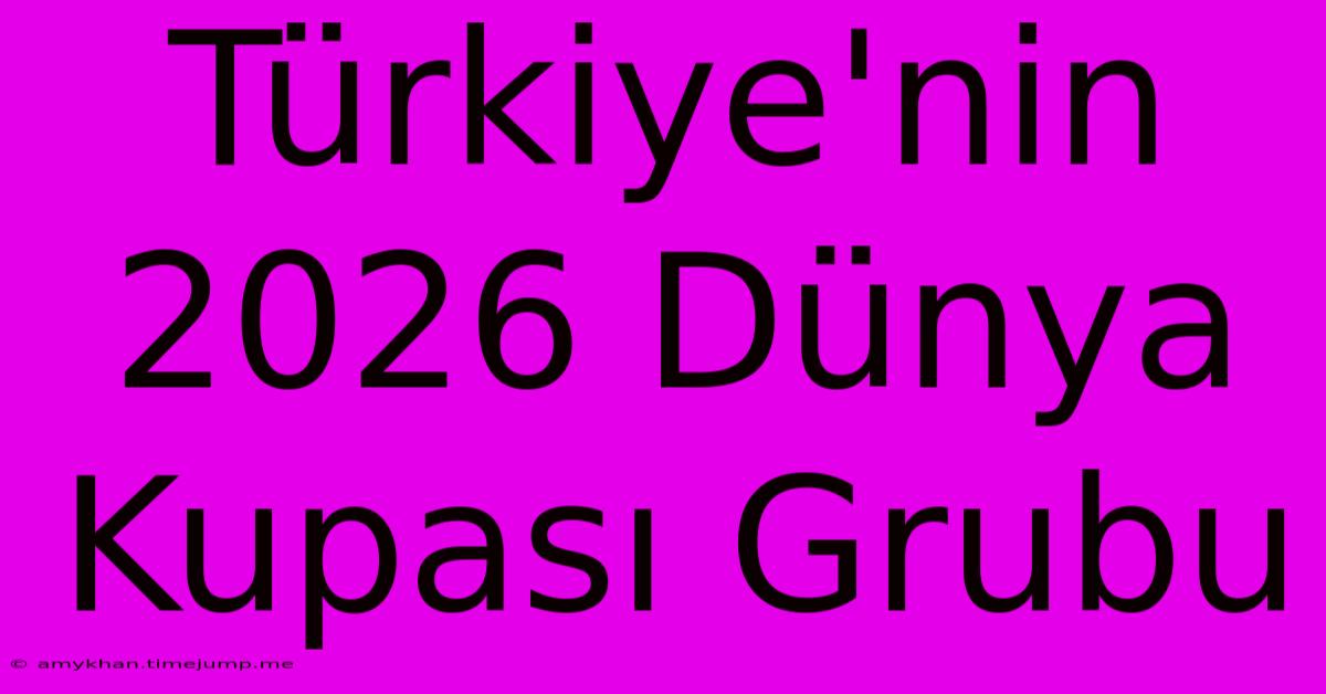 Türkiye'nin 2026 Dünya Kupası Grubu