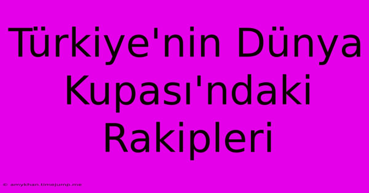 Türkiye'nin Dünya Kupası'ndaki Rakipleri