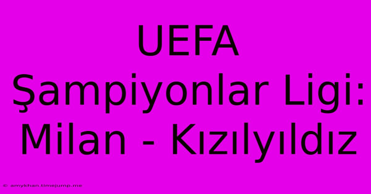 UEFA Şampiyonlar Ligi: Milan - Kızılyıldız