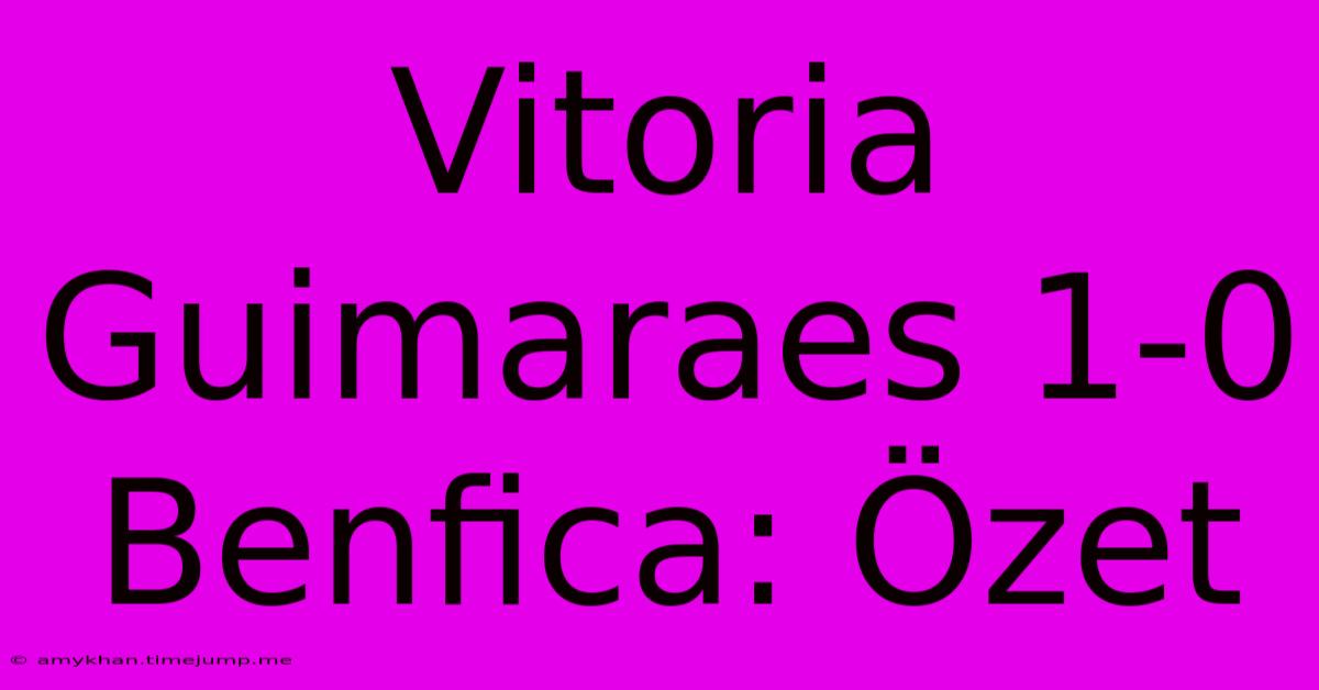 Vitoria Guimaraes 1-0 Benfica: Özet