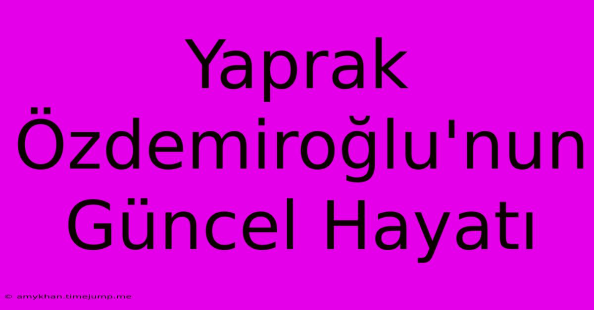 Yaprak Özdemiroğlu'nun Güncel Hayatı